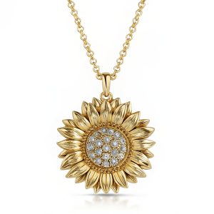 Sunshine Bloom Diamond Sunflower Necklace